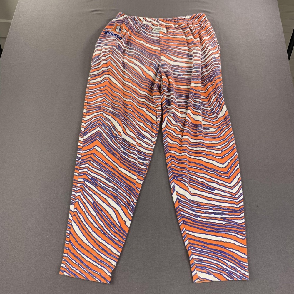 VTG Denver Broncos Pants Mens Large Orange Blue NFL Football Zubaz USA 32x32 - Picture 2 of 16